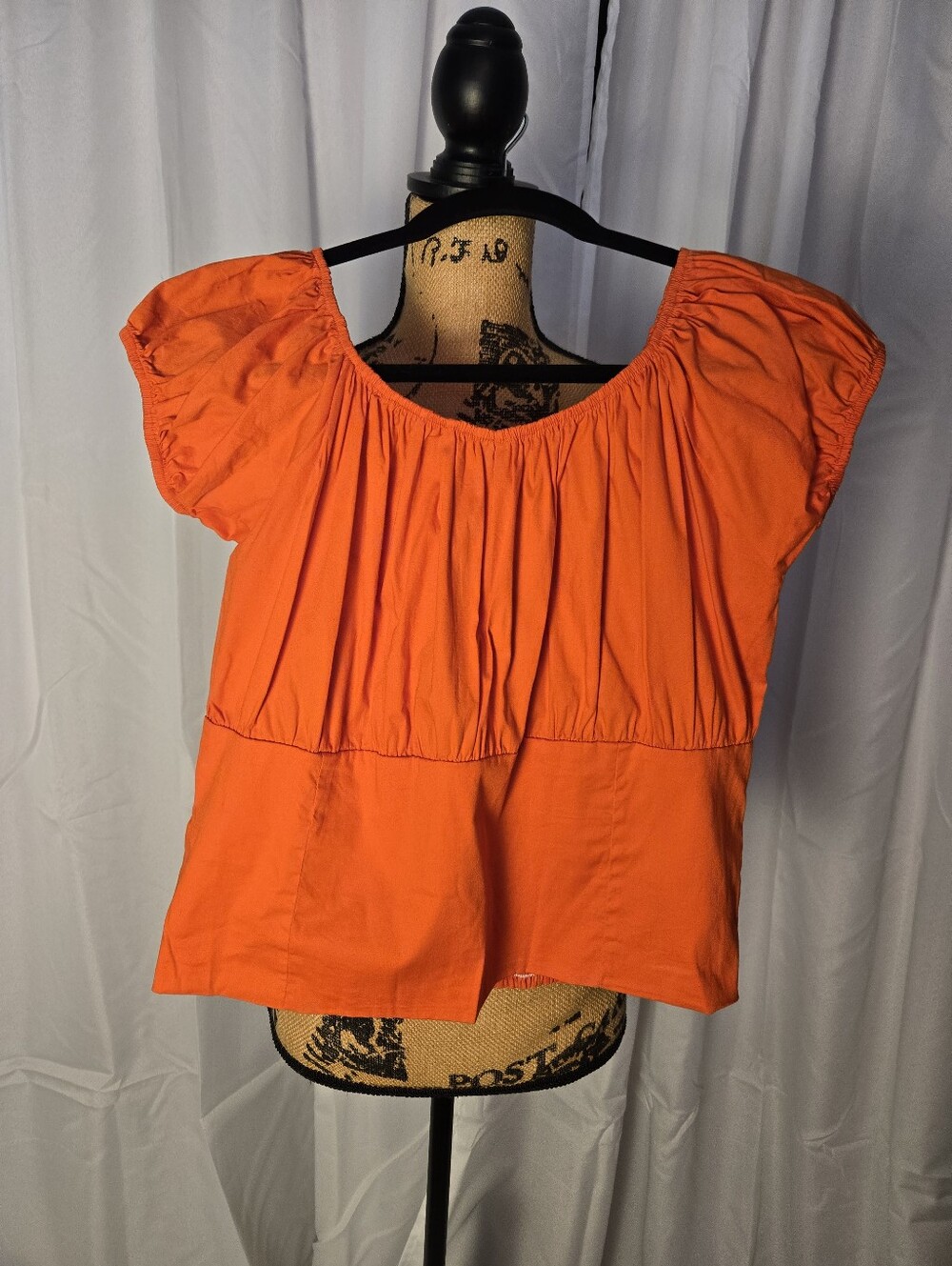 Sara Women’s Orange Peasant Short-Sleeve Top
